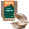Compostable Clamshell Take Out Food Containers 50Pack HeavyDuty Quality