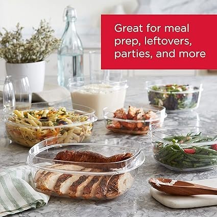 Rubbermaid 28Piece ClearGrey Food Storage Containers Premium Snap Bases and Various Size Lids
